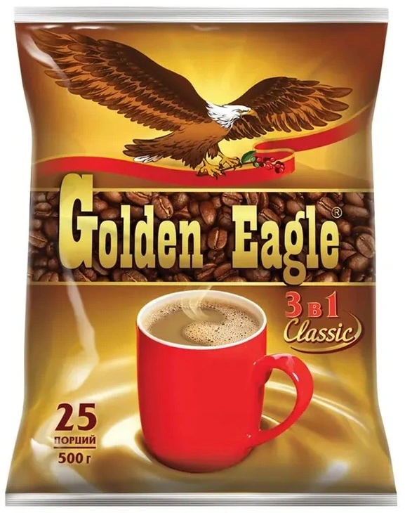 Растворимый кофейный напиток 3 в 1 «Golden Eagle Classic» (20грх25сашех20бл)