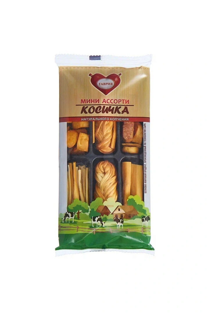 Белково-жировой продукт, произведенный по технологии сыра "КОСИЧКА" копченый мини ассорти "Таврия" 0,1кг