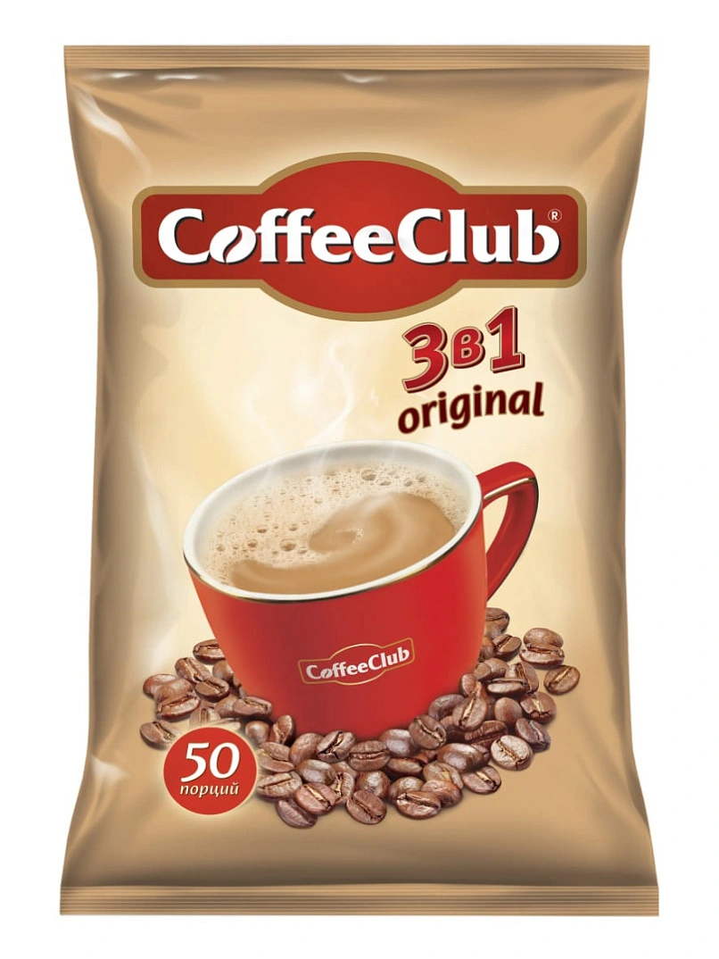 Растворимый кофейный напиток 3 в 1 «CoffeeClub» original (18грх50сашех20бл)
