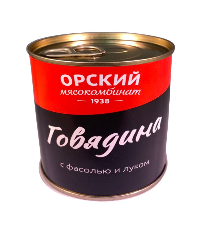 Говядина с фасолью и луком ГОСТ 0,340 кг ж/б Орский МК