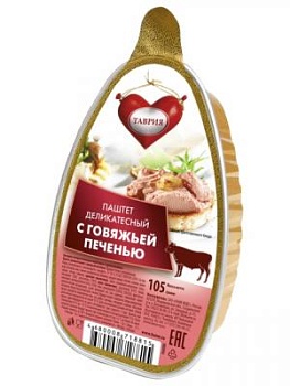 ПАШТЕТ  С ГОВЯЖЬЕЙ ПЕЧЕНЬЮ ТМ "Таврия" 0,105кг